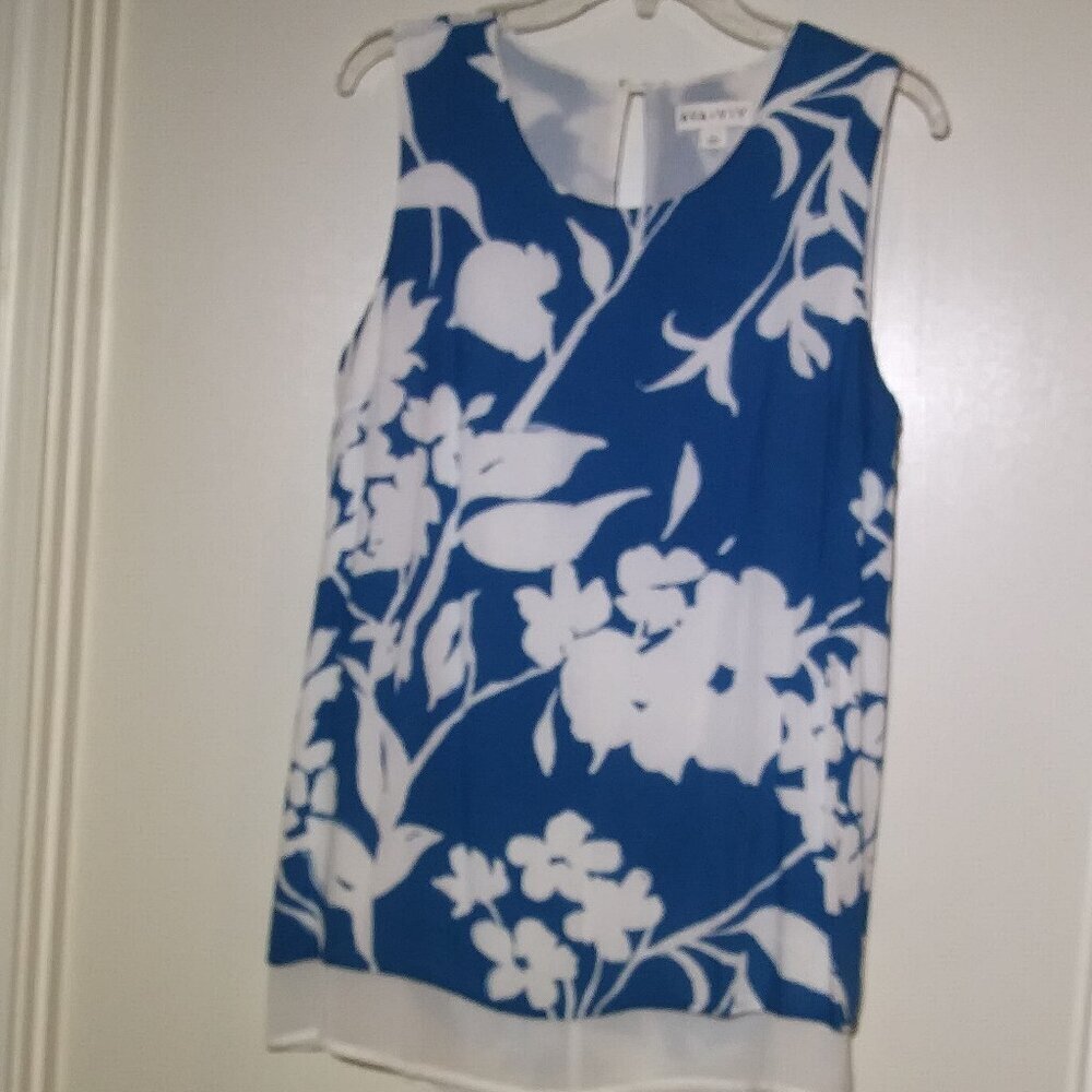 AVA and VIV Royal Blue Flowered Blouse | Blue and White Floral Shirt | Size X - Picture 3 of 12
